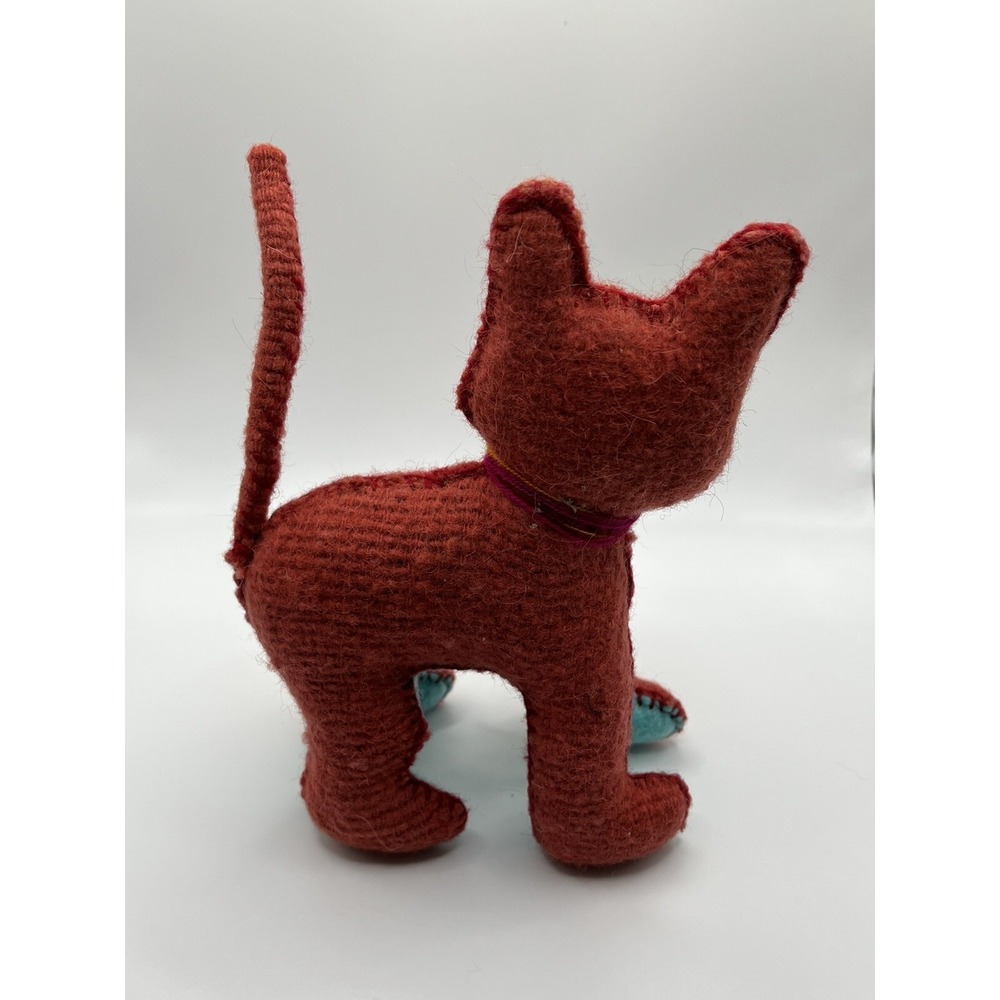 Chiapas Colorful Wool Cat - Mexican Folk Art Stuffed Animal Plush - Picture 2 of 6
